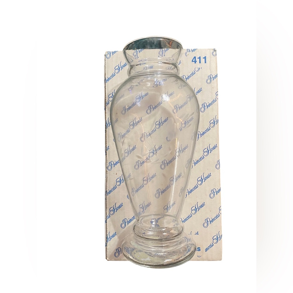 Vintage Princess House‎ Crystal Vase Etched Floral #411 4"  Original Box NOS